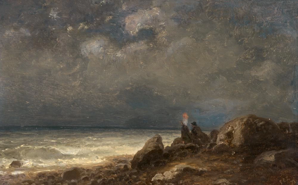 Atmosfera temporalesca sulla costa danese sull'isola di Bornholm